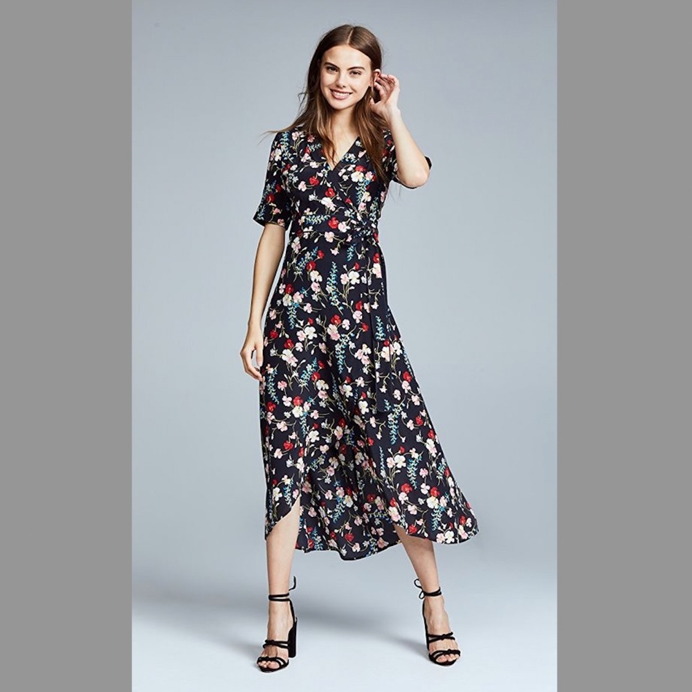 Equipment Imogene Silk Floral Wrap Maxi Dress